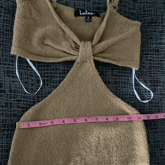 LULU’S | The Way I Feel Tan Cutout Midi Sweater Dress - Picture 7 of 9